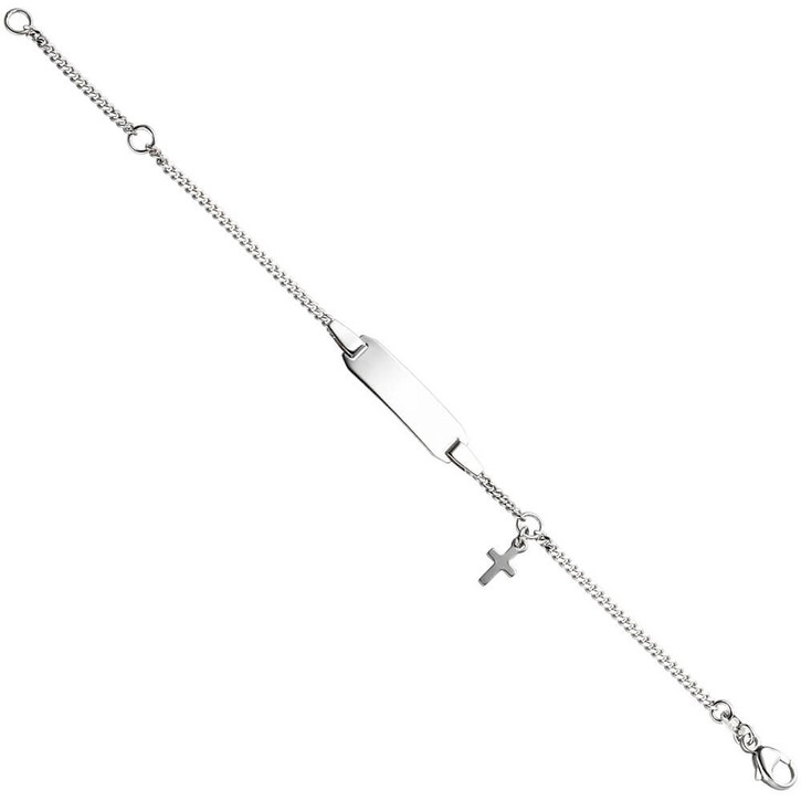 Kinder Schildband mit Kreuz 925 Silber 12-14cm