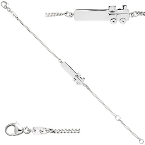 Kinder Armband Gravurplatte Schildband Lokomotive Dampflok 925 Silber 12-14cm