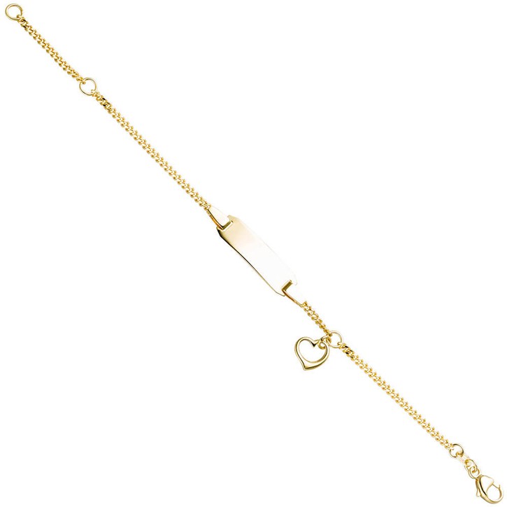 Kinder Schildband mit Herz 333 Gelbgold 12-14cm