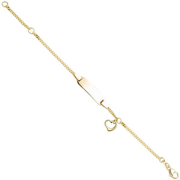 Kinder Schildband mit Herz 333 Gelbgold 12-14cm