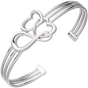 Armspange offener Armreif Armband mit 2 Herzen & Unendlichkeit Symbol 925 Silber