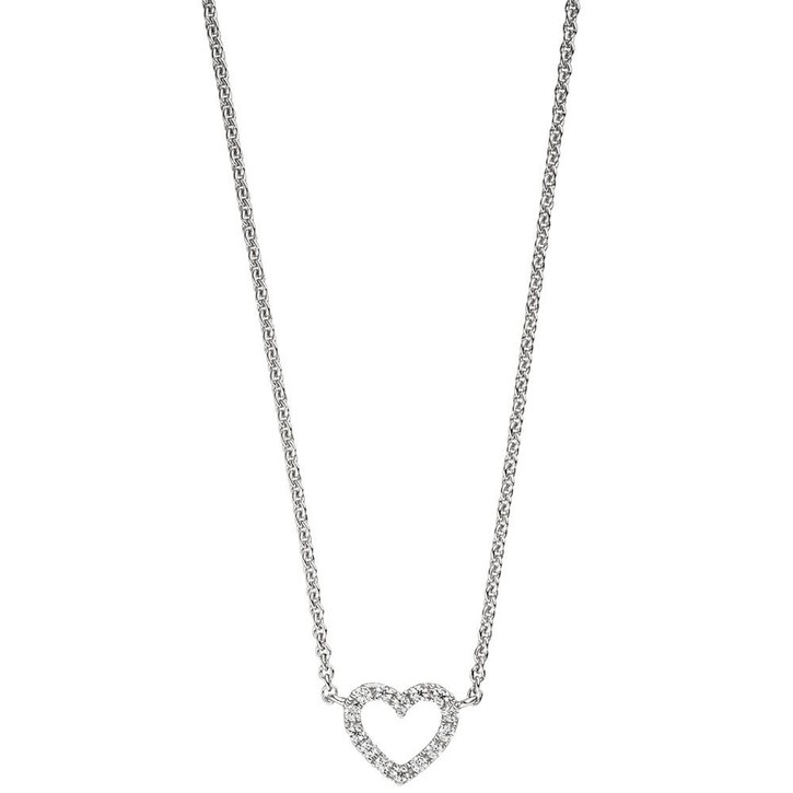 Collier Herz mit Zirkonia weiß 925 Silber 42cm