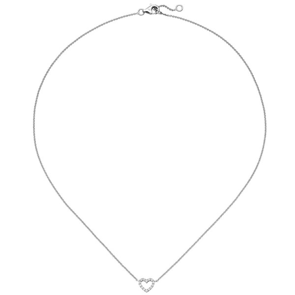 Collier Herz mit Zirkonia weiß 925 Silber 42cm