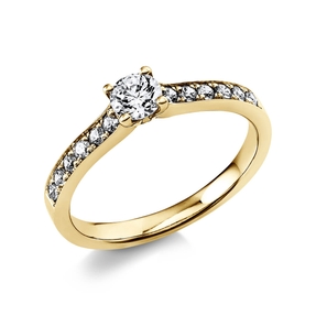Ring aus 585 Gold Gelbgold mit 17 Diamanten Brillanten 0,43 Ct. 4er-Krappe
