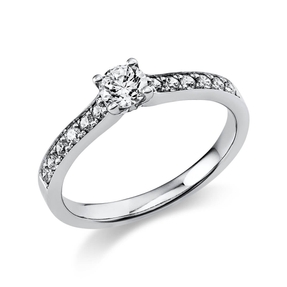Ring aus 585 Gold Weißgold mit 17 Diamanten Brillanten 0,43 Ct. 4er-Krappe