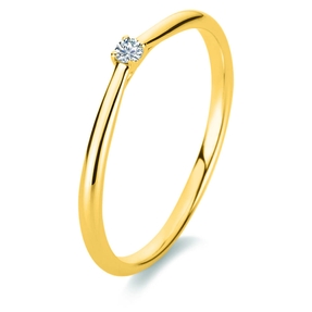 Solitär Ring 585 Gold Gelbgold Diamant Brillant 0,05 Ct 4er-Krappe B: 1,7mm