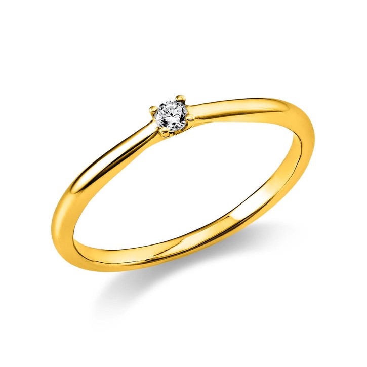 Solitär Ring aus 750 Gelbgold mit Brillant 0.05 Ct