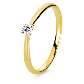 Solitär Ring Damenring 585 Gold Gelbgold Diamant Brillant 0,10 Ct. 4er-Krappe