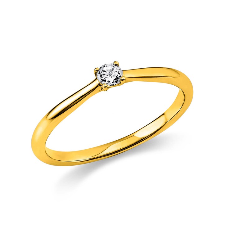 Solitär Ring aus 750 Gelbgold mit Brillant 0.10 Ct