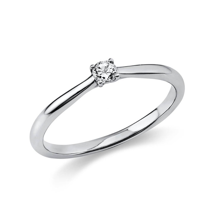 Solitär Ring aus 950 Platin mit Brillant 0.10 Ct