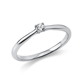 Solitär Ring Damenring 585 Gold Weißgold Diamant Brillant 0,10 Ct. 4er-Krappe