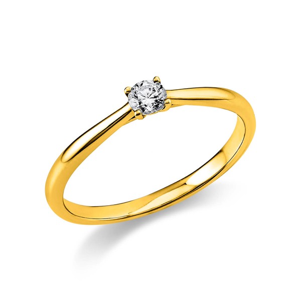 Solitär Ring aus 750 Gelbgold mit Brillant 0.15 Ct