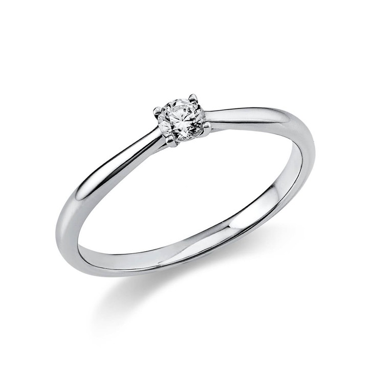 Solitär Ring aus 950 Platin mit Brillant 0.15 Ct