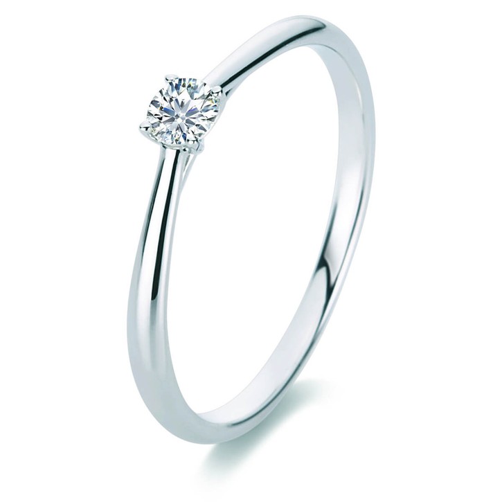 Solitär Ring aus 585 Weißgold mit Brillant 0.15 Ct