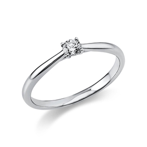 Solitär Ring Damenring 585 Gold Weißgold mit Diamant Brillant 0,15 Ct 4er-Krappe