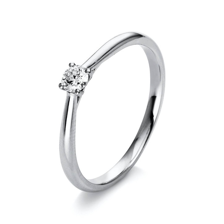 Solitär Ring aus 750 Weißgold mit Brillant 0.15 Ct
