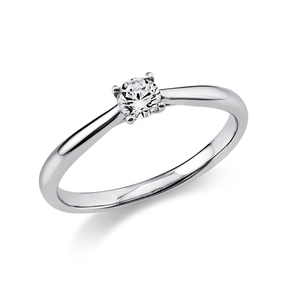 Solitär Ring Damenring aus 950 Platin mit Diamant Brillant 0,20 Ct. 4er-Krappe
