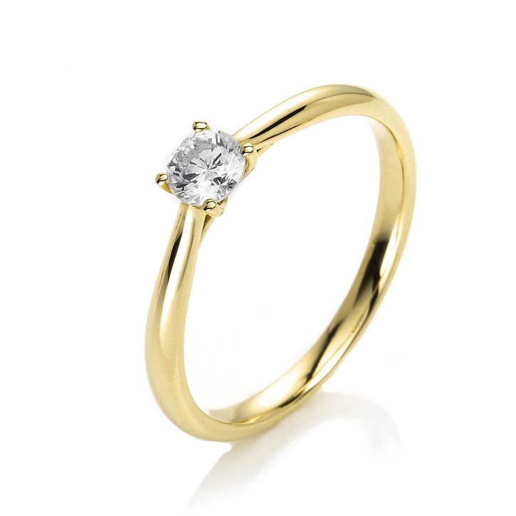Solitär Ring aus 750 Gelbgold mit Brillant 0.25 Ct