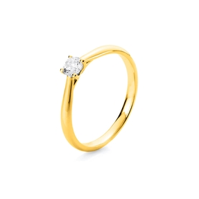 Solitär Ring 750 Gold Gelbgold Diamant Brillant 0,25 Ct 4er-Krappe B: 1,9mm