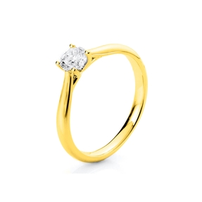 Solitär Ring Damenring 750 Gold Gelbgold Diamant Brillant 0,30 Ct. 4er-Krappe