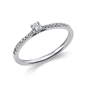 Ring aus 585 Gold Weißgold mit 19 Diamanten Brillanten 0,22 Ct. 4er-Krappe