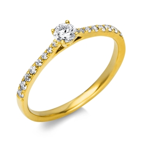 Ring aus 585 Gold Gelbgold mit 17 Diamanten Brillanten 0,37 Ct. 4er-Krappe