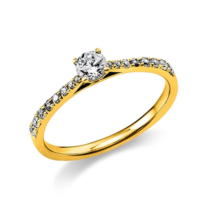 Ring aus 750 Gelbgold mit 17 Brillanten 0.37 Ct