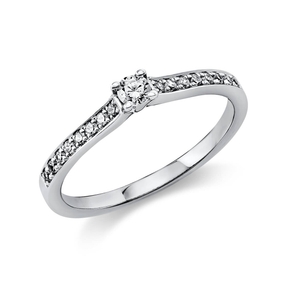 Ring Damenring aus 950 Platin mit 17 Diamanten Brillanten 0,22 Ct. 4er-Krappe