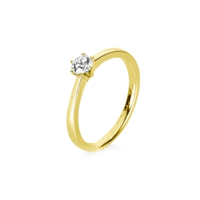 Solitär Ring Damenring 750 Gold Gelbgold mit Diamant Brillant 0,05 Ct 6er-Krappe