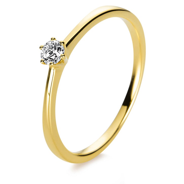 Solitär Ring aus 750 Gelbgold mit Brillant 0.10 Ct