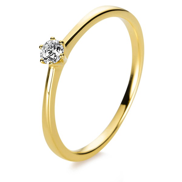 Solitär Ring aus 750 Gelbgold mit Brillant 0.10 Ct