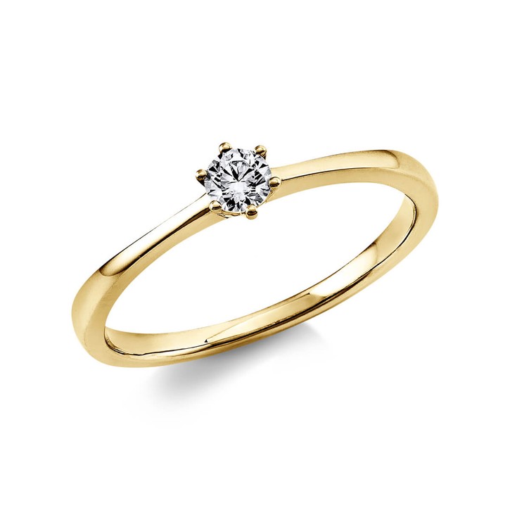 Solitär Ring aus 750 Gelbgold mit Brillant 0.15 Ct