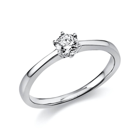 Solitär Ring Damenring aus 950 Platin mit Diamant Brillant 0,30 Ct. 6er-Krappe