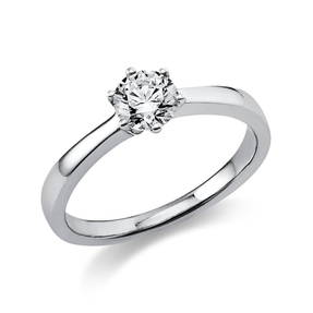 Solitär Ring Damenring 750 Gold Weißgold Diamant Brillant 0,50 Ct. 6er-Krappe