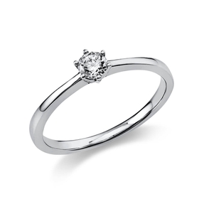 Solitär Ring Damenring 750 Gold Weißgold Diamant Brillant 0,20 Ct. 6er-Krappe