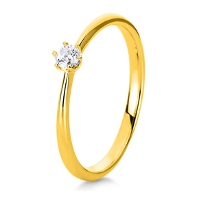 Solitär Ring Damenring 750 Gold Gelbgold Diamant Brillant 0,10 Ct. 6er-Krappe