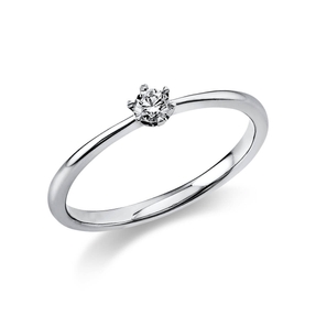 Solitär Ring Damenring 750 Gold Weißgold Diamant Brillant 0,10 Ct. 6er-Krappe