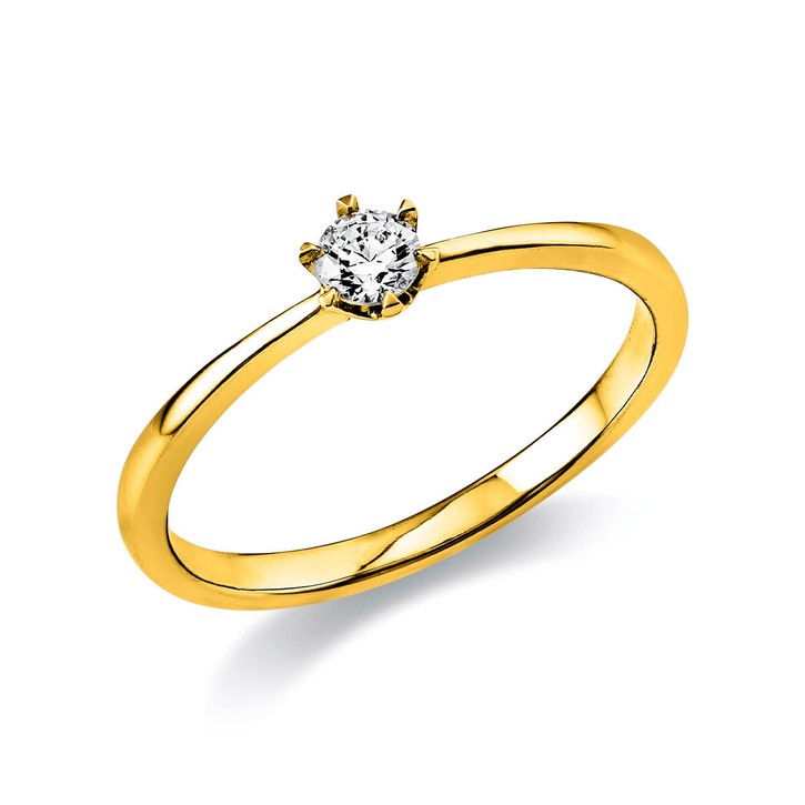 Solitär Ring aus 585 Gelbgold mit Brillant 0.15 Ct