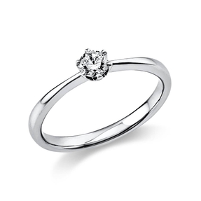 Solitär Ring Damenring 750 Gold Weißgold Diamant Brillant 0,20 Ct. 6er-Krappe