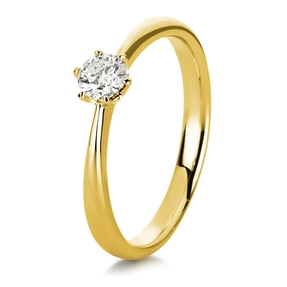 Solitär Ring Damenring 585 Gold Gelbgold mit Diamant Brillant 0,25 Ct 6er-Krappe