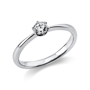 Solitär Ring Damenring 750 Gold Weißgold mit Diamant Brillant 0,25 Ct 6er-Krappe