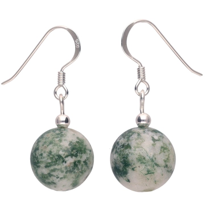 Ohrhänger aus Baumachat und Onyx 925 Silber