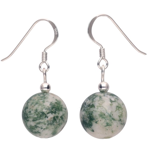 Ohrhänger aus Baumachat und Onyx 925 Silber