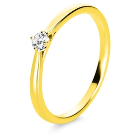 Solitär Ring Damenring 750 Gold Gelbgold Diamant Brillant 0,10 Ct. 4er-Krappe