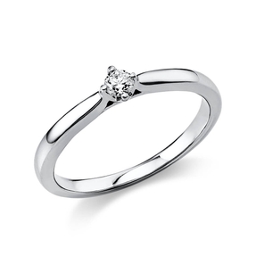 Solitär Ring Damenring 585 Gold Weißgold Diamant Brillant 0,10 Ct. 4er-Krappe