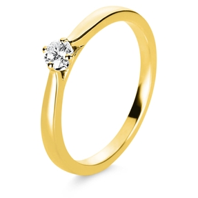 Solitär Ring Damenring 750 Gold Gelbgold mit Diamant Brillant 0,15 Ct 4er-Krappe