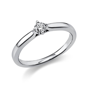 Solitär Ring Damenring 750 Gold Weißgold mit Diamant Brillant 0,15 Ct 4er-Krappe