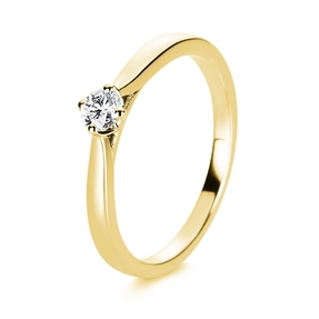 Solitär Ring Damenring 750 Gold Gelbgold Diamant Brillant 0,20 Ct. 4er-Krappe