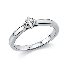 Solitär Ring Damenring 750 Gold Weißgold Diamant Brillant 0,20 Ct. 4er-Krappe