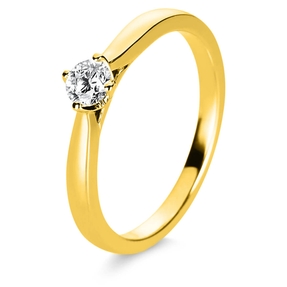Solitär Ring Damenring 750 Gold Gelbgold mit Diamant Brillant 0,25 Ct 4er-Krappe